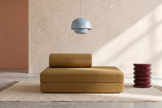 Canapé 2 places convertible et modulable - Tissu tweed Jaune