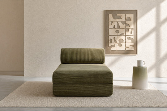 Méridienne convertible et modulable - Velours côtelé Vert