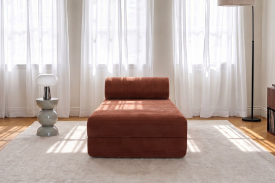 Méridienne convertible et modulable - Velours côtelé Terracotta