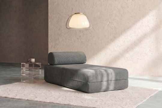 Méridienne convertible et modulable - Velours côtelé Gris