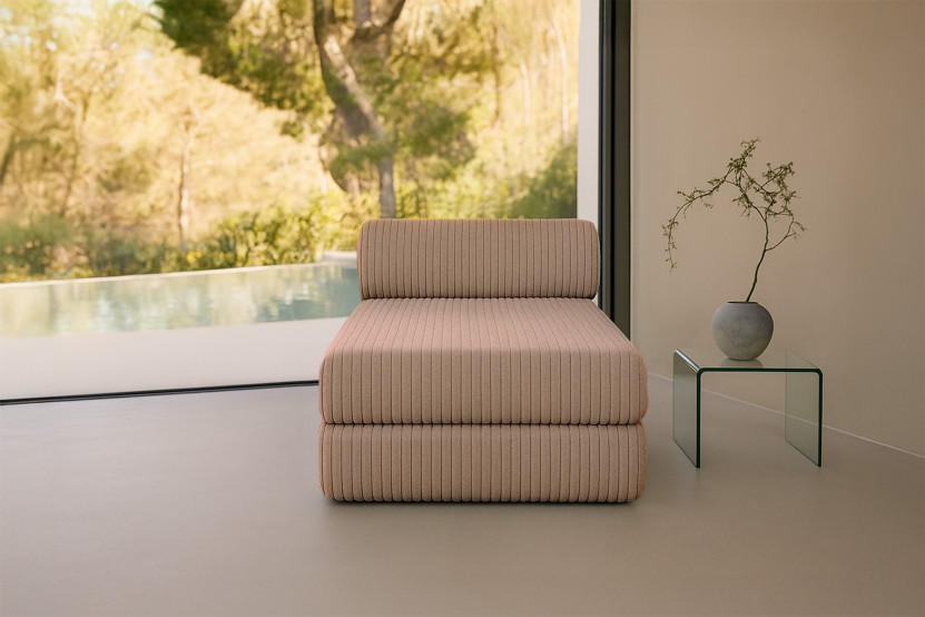 Méridienne convertible et modulable - Velours côtelé XL - Marron