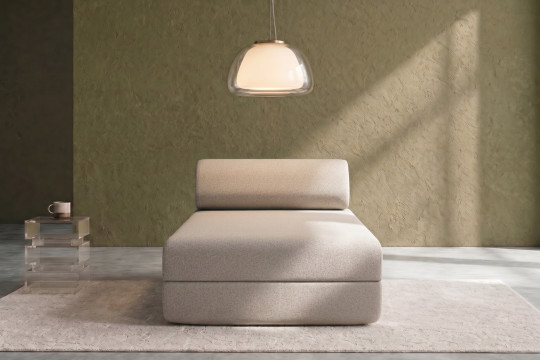 Méridienne convertible et modulable - Tissu lisse Beige
