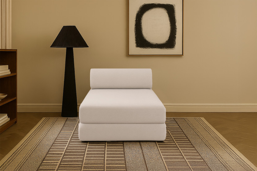 Méridienne convertible et modulable - Tissu lisse - Beige