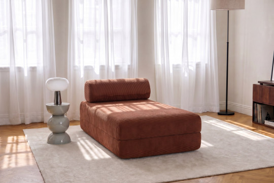 Méridienne convertible et modulable - Velours côtelé Terracotta