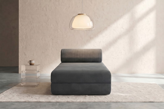 Méridienne convertible et modulable - Velours côtelé Gris