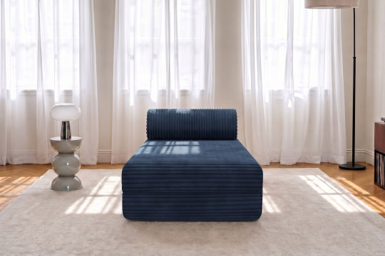 Méridienne convertible et modulable - Velours côtelé XL Bleu