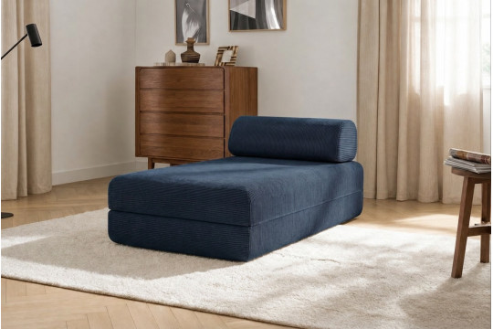 Méridienne convertible et modulable - Velours côtelé Bleu