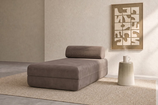 Méridienne convertible et modulable - Velours côtelé Taupe
