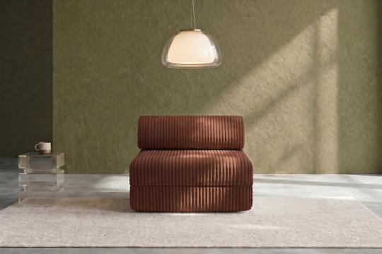 Fauteuil convertible et modulable - Velours côtelé XL Terracotta