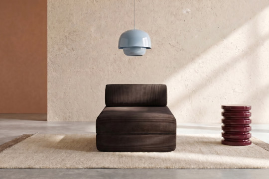 Méridienne convertible et modulable - Velours côtelé Marron