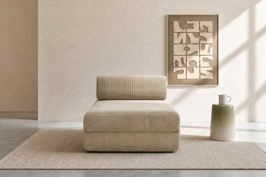 Méridienne convertible et modulable - Velours côtelé Beige