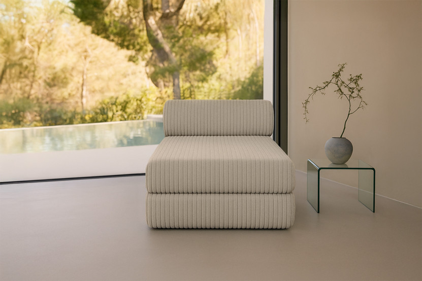 Méridienne convertible et modulable - Velours côtelé XL - Taupe