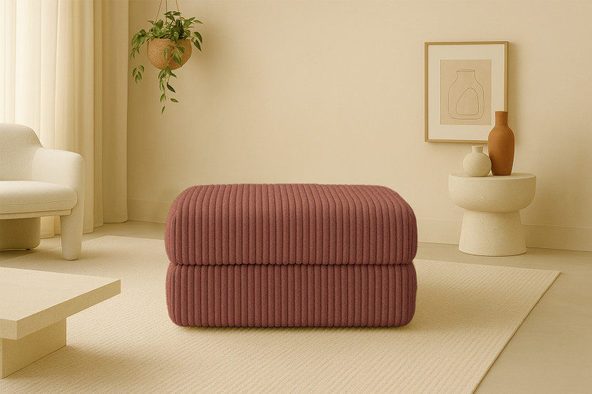 Pouf convertible et modulable - Velours côtelé XL - Terracotta