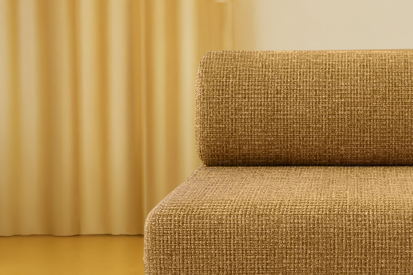 Fauteuil convertible et modulable - Tissu tweed - Jaune