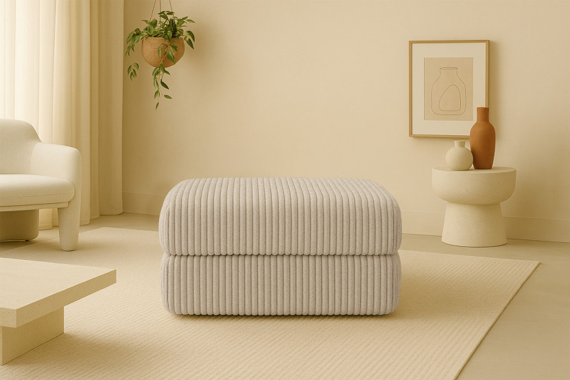 Pouf convertible et modulable - Velours côtelé XL - Taupe