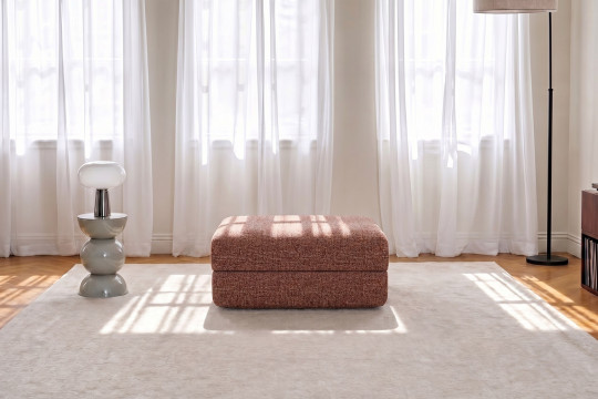 Pouf convertible et modulable - Tissu tweed Rouge