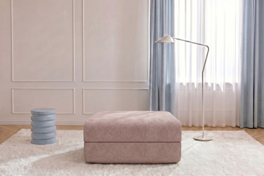 Pouf convertible et modulable - Velours côtelé Rose pâle