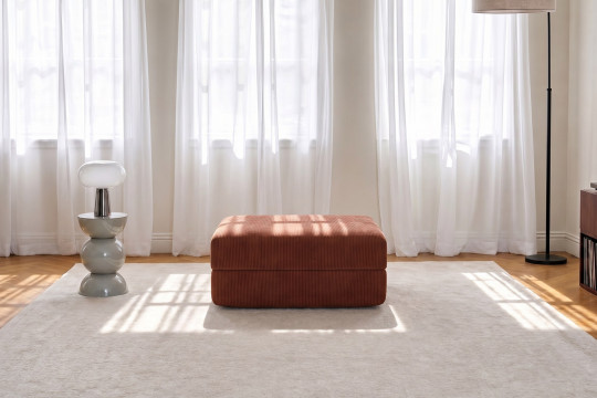 Pouf convertible et modulable - Velours côtelé Terracotta