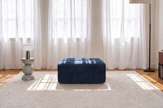 Pouf convertible et modulable - Velours côtelé XL Bleu