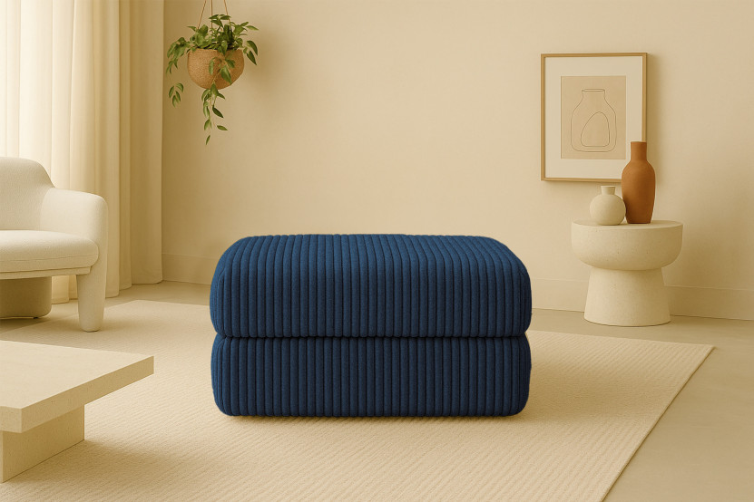Pouf convertible et modulable - Velours côtelé XL - Bleu