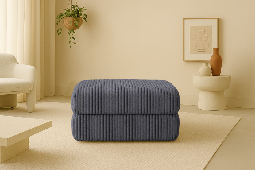 Pouf convertible et modulable - Velours côtelé XL - Gris