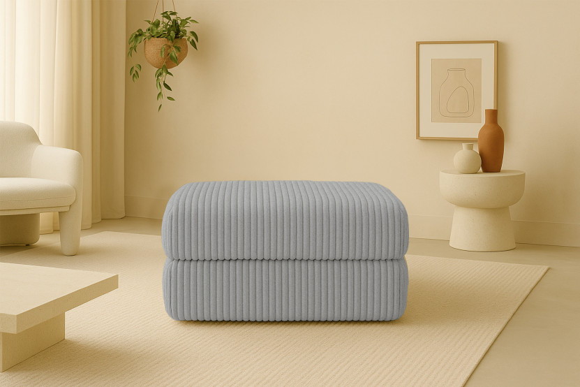 Pouf convertible et modulable - Velours côtelé XL - Gris clair