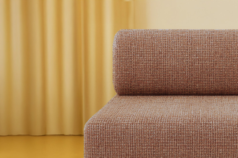 Canapé droit convertible et modulable 2 places - Tissu tweed - Rouge