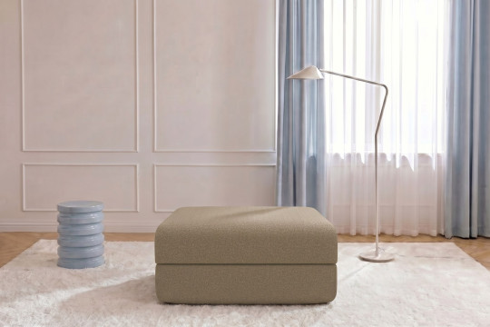 Pouf convertible et modulable - Tissu lisse Marron