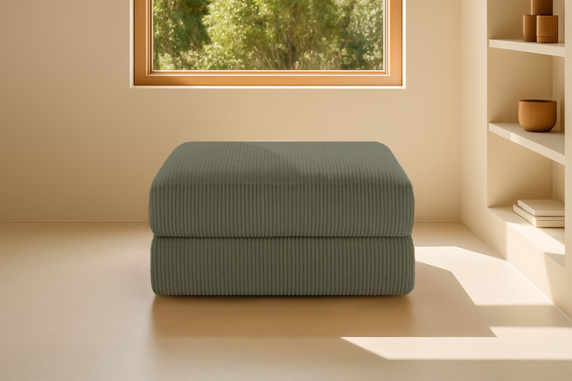 Pouf convertible et modulable - Velours côtelé - Vert