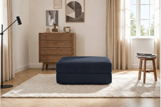 Pouf convertible et modulable - Velours côtelé Bleu