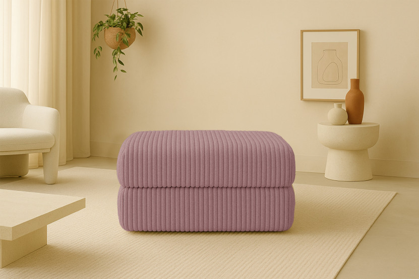 Pouf convertible et modulable - Velours côtelé XL - Rose