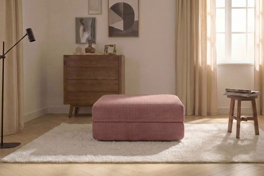 Pouf convertible et modulable - Velours côtelé Rose