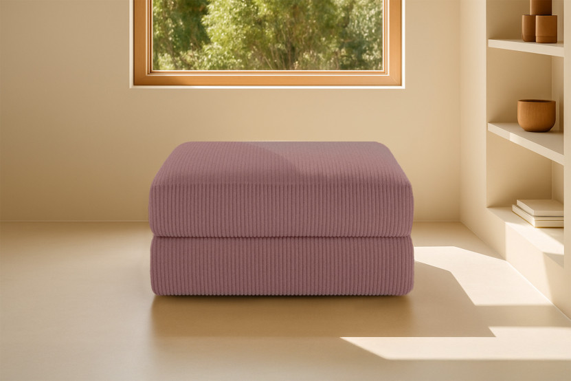 Pouf convertible et modulable - Velours côtelé - Rose
