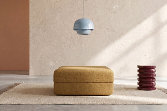 Pouf convertible et modulable - Tissu tweed Jaune