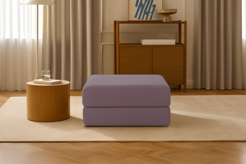 Pouf convertible et modulable - Tissu lisse - Terracotta