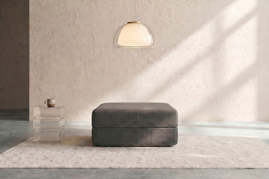 Pouf convertible et modulable - Velours côtelé Gris