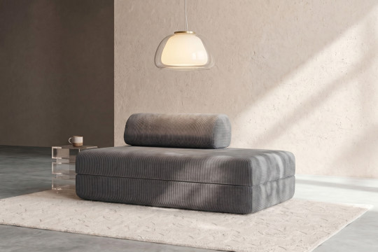 Canapé 2 places convertible et modulable - Velours côtelé Gris