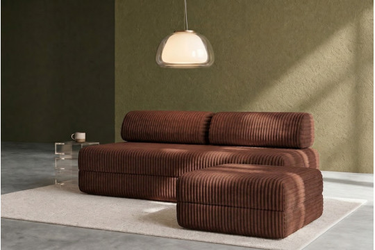 Pouf convertible et modulable - Velours côtelé XL Terracotta