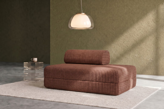 Canapé 2 places convertible et modulable - Velours côtelé XL Terracotta