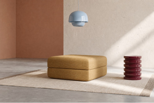 Pouf convertible et modulable - Tissu tweed Jaune