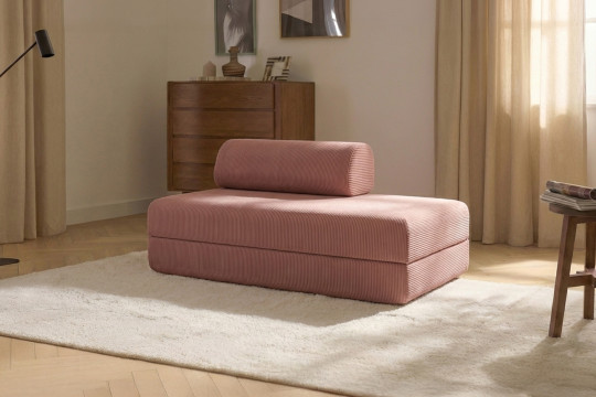 Canapé 2 places convertible et modulable - Velours côtelé Rose