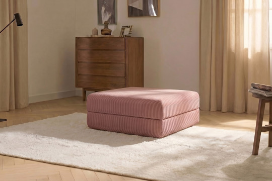 Pouf convertible et modulable - Velours côtelé Rose