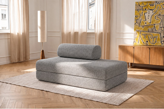 Canapé 2 places convertible et modulable - Tissu tweed Gris