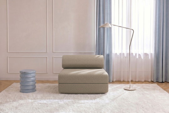 Fauteuil convertible et modulable - Tissu lisse Marron