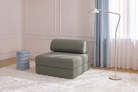 Fauteuil convertible et modulable - Tissu lisse Taupe