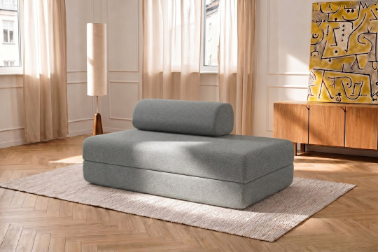 Canapé 2 places convertible et modulable - Tissu lisse Gris