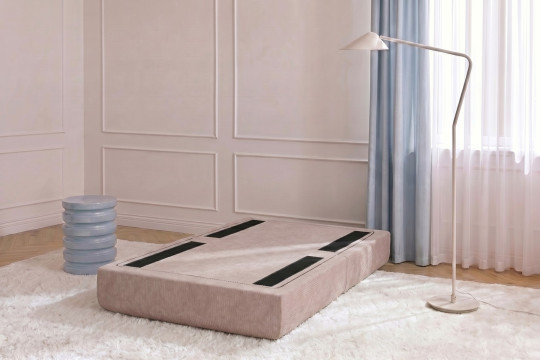 Pouf convertible et modulable - Velours côtelé Rose pâle