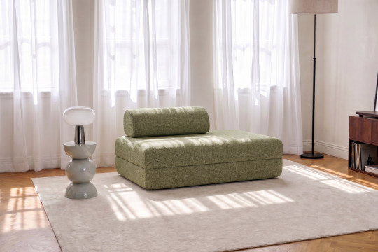 Canapé 2 places convertible et modulable - Tissu tweed Vert