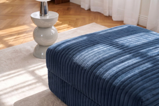 Pouf convertible et modulable - Velours côtelé XL Bleu