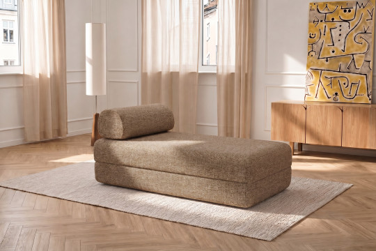 Méridienne convertible et modulable - Tissu tweed Marron